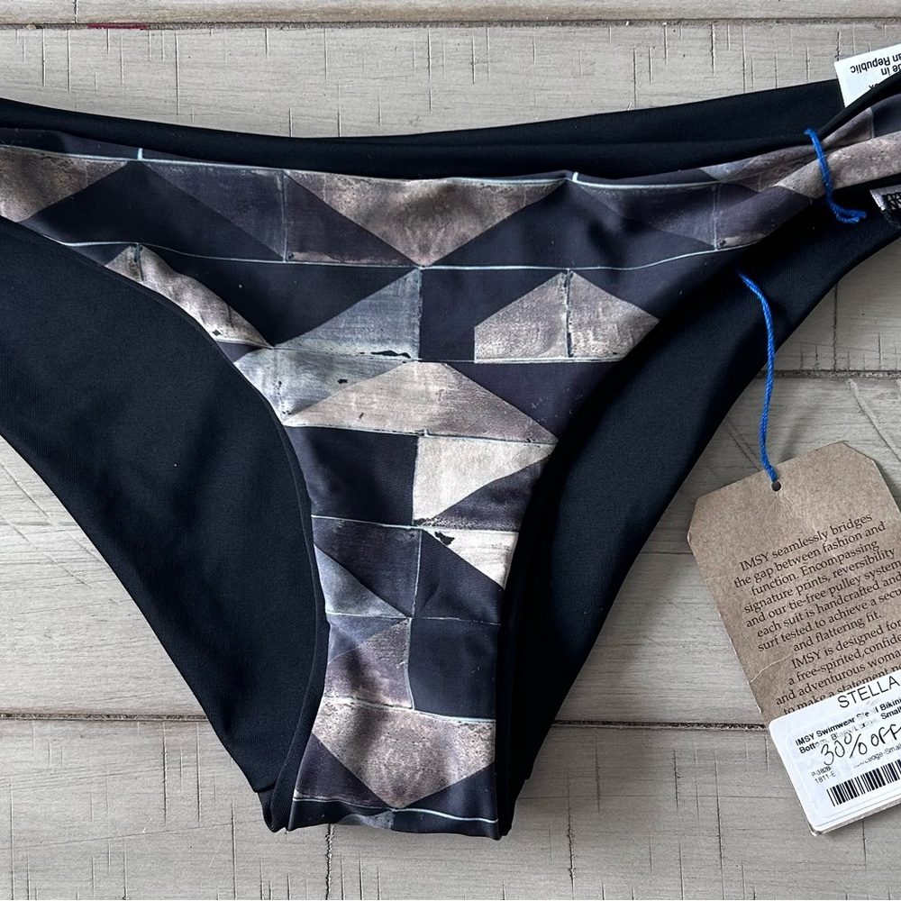 Stella McCartney Black Geometric Bikini Bottom size Small